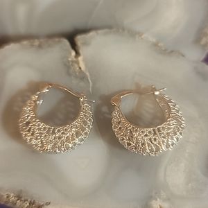 925 plated filigree  pierced hoop earrings